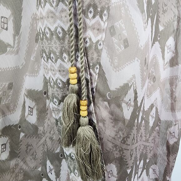 Steve Madden Womens Kimono One Size OSFM Ikat Printed Short Sleeve Clay Tassels - Picture 9 of 12